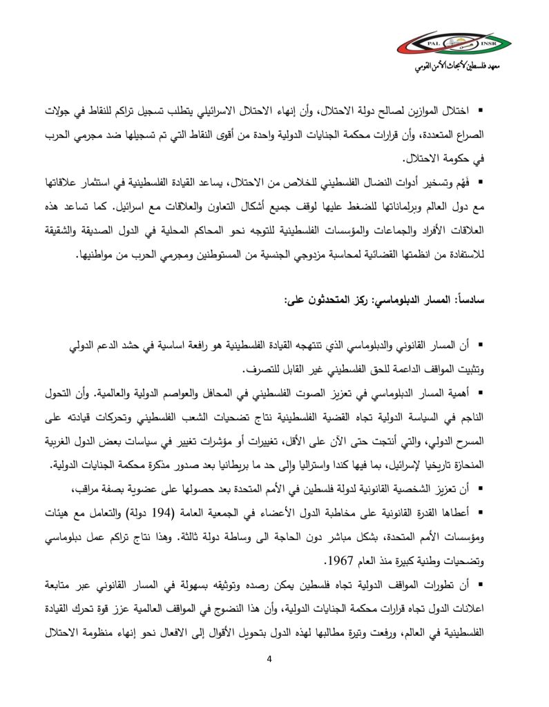 البيان الختامي للمؤتمر الرابع: فلسطين 2025، إلى أين (4)